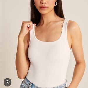 Abercrombie Soft AF Collection White Ribbed Tank Sleeveless Bodysuit Size Medium